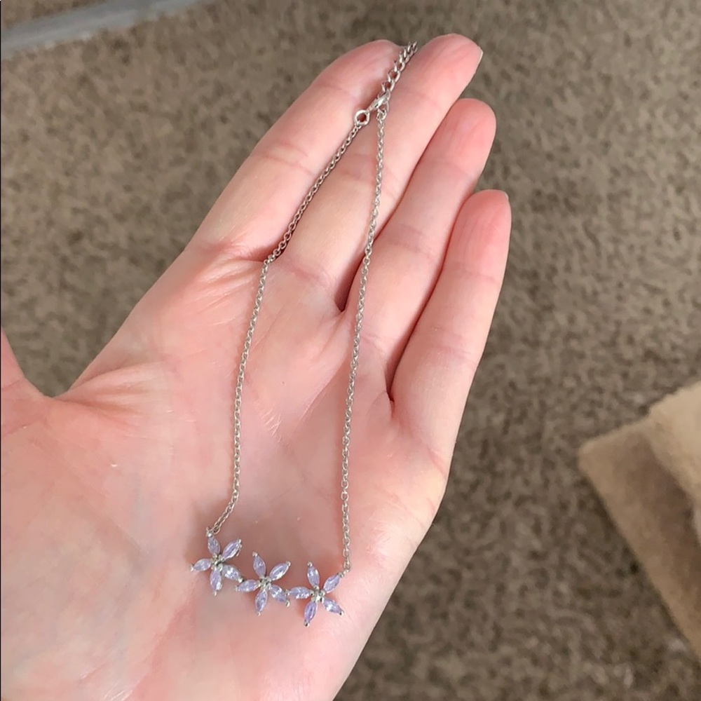 Genuine amethyst flower anklet